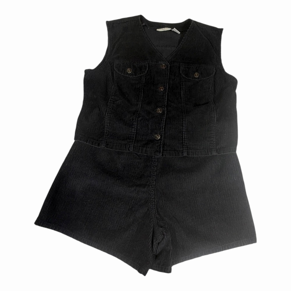 Corduroy Outfit Kathy Ireland Black Vest Size Large Black Skort Size 9/10 VTG